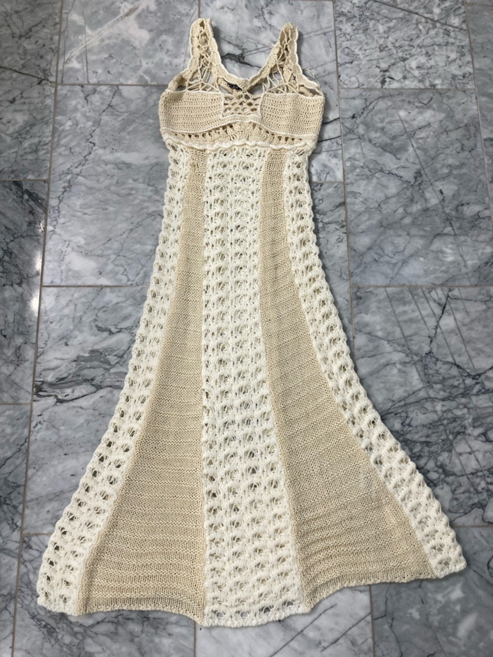 ZARA Limited Edition Cream Beige Crochet Knit Dress NWT - Picture 3 of 15